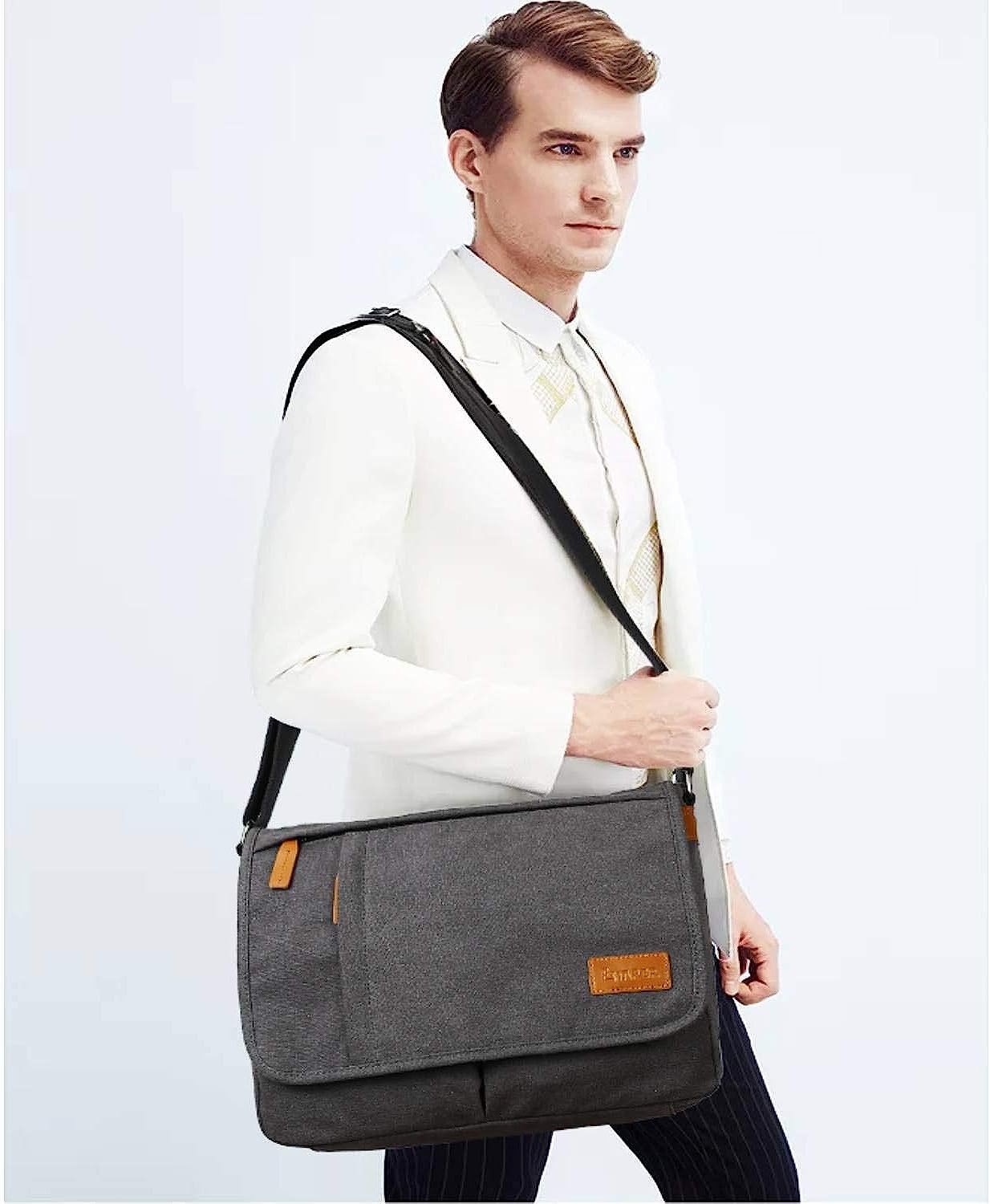 Estarer Messenger Bags for Men Women,13-14 Inch Laptop Water Resistant Shoulder Crossbody Bookbag Canvas Satchel - Image 7